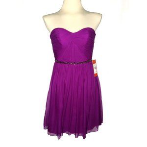 MONIQUE LHUILLIER Evening Chiffon Strapless Dress Party Prom Homecoming 4 NWT